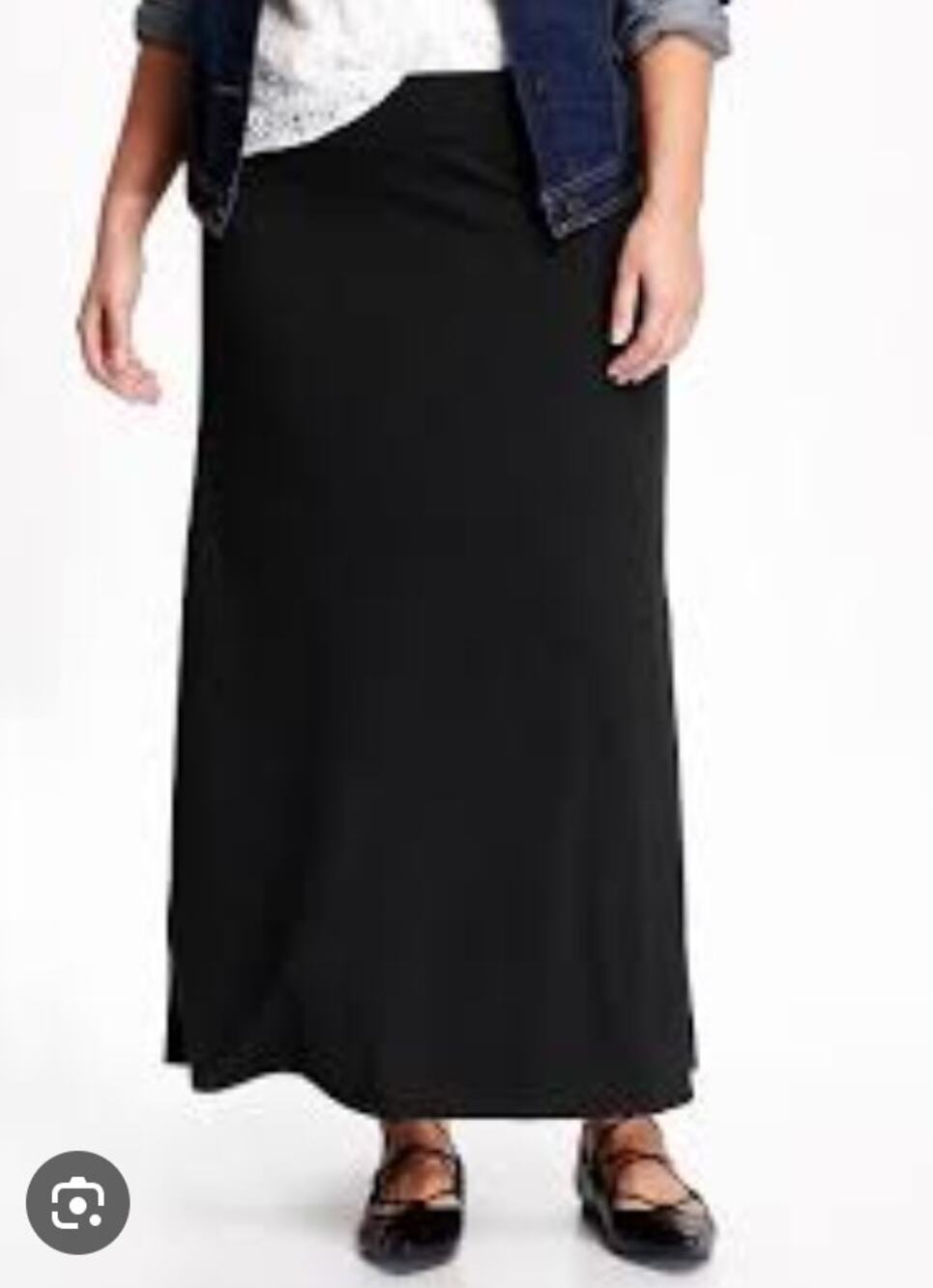 Black Knit Maxi Skirt Elastic Waist Soft Jersey Plus Size 2XL